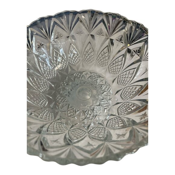 Vintage Pressed Glass Pedestal Compote Bowl – Made in France – Pineapple Diamond - Picture 4 of 5
